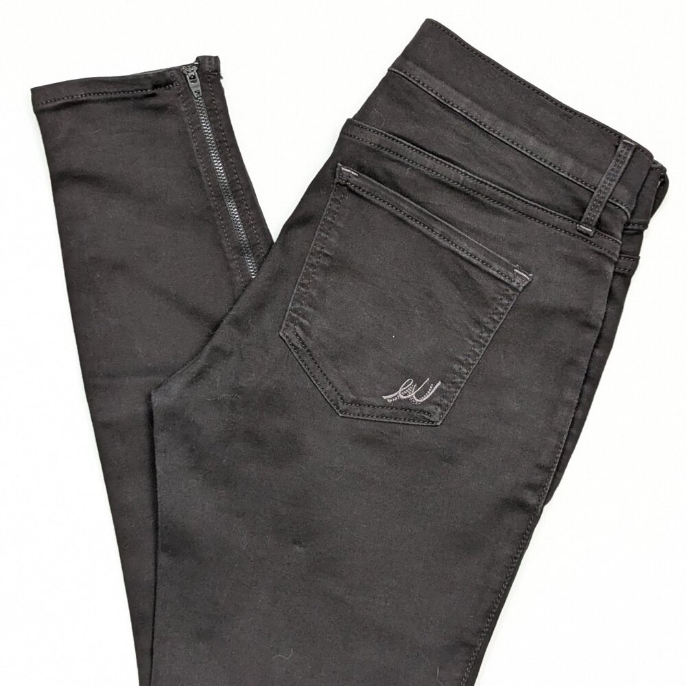 Express "Mia" Ankle Regular Fit Mid Rise Black Pants Size 8R Zipper Detailing